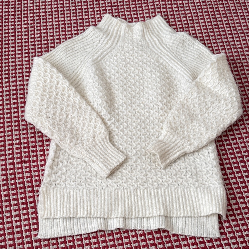 Anthropologie Cream Textured Turtleneck Sweater